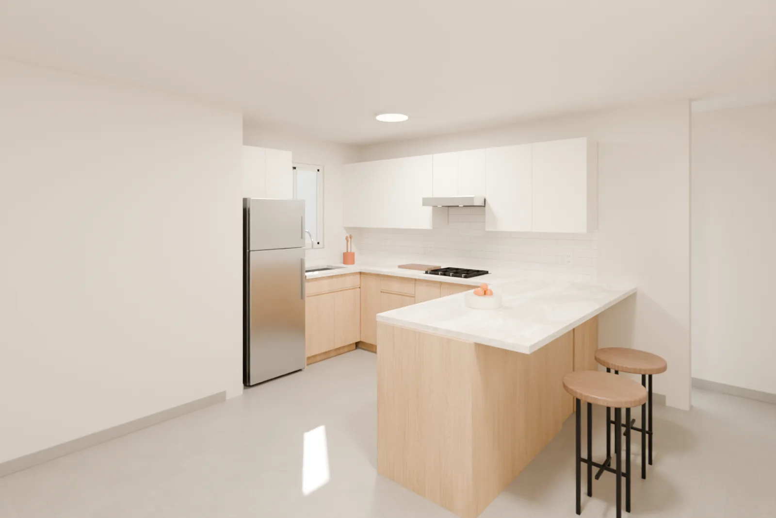 Render de la cocina recomendada para la casa Ónix
