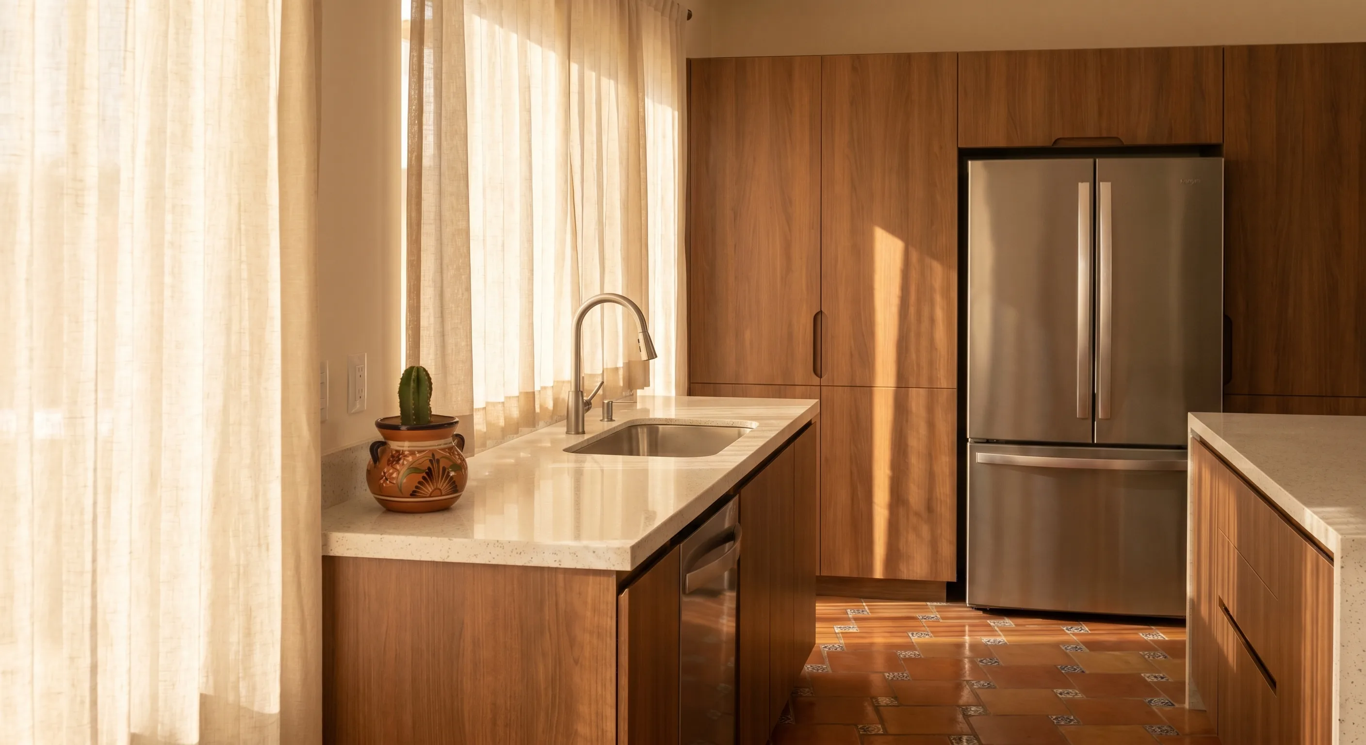 Cocina Premium · Vesto Arauco Avella + cuarzo Galaxy + Blum Clip Top Blumotion